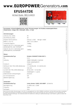 Dízel generátorok Europower EPUS44TDE (LS)