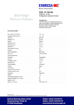 Dízel generátorok Endress ESE 15 YW/AS