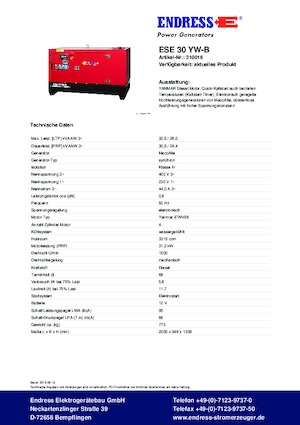 Dízel generátorok Endress ESE 30 YW-B