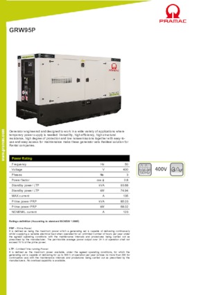 Dízel generátorok PRAMAC Lifter GRW 95 P