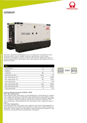 Dízel generátorok PRAMAC Lifter GRW 95 P