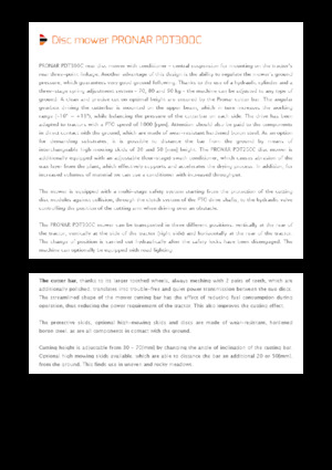 Hátra szerelhető kaszák - tárcsa és cond. Pronar PDT 300 C