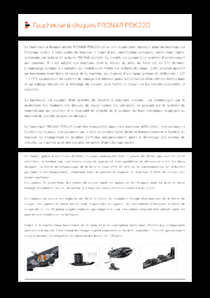 Hátra szerelhető kaszák - tárcsa cond. nélkül Pronar PDK 220