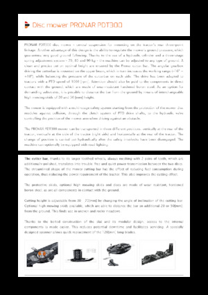 Hátra szerelhető kaszák - tárcsa cond. nélkül Pronar PDT 300