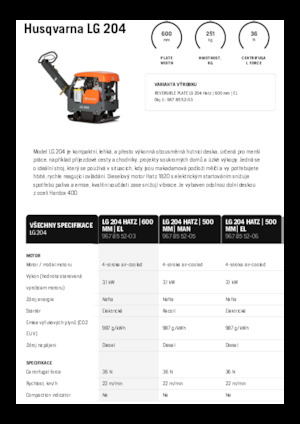 Kétirányú vibrolapok Husqvarna LG 204