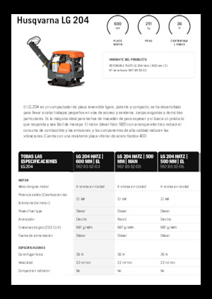 Kétirányú vibrolapok Husqvarna LG 204