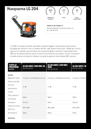 Kétirányú vibrolapok Husqvarna LG 204