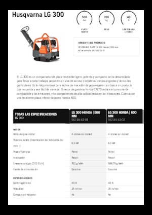 Kétirányú vibrolapok Husqvarna LG 300