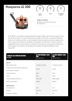 Kétirányú vibrolapok Husqvarna LG 300