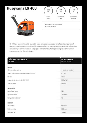 Kétirányú vibrolapok Husqvarna LG 400