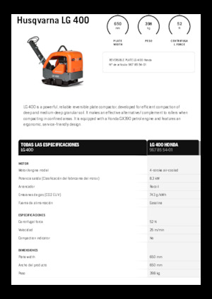 Kétirányú vibrolapok Husqvarna LG 400