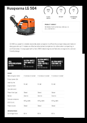 Kétirányú vibrolapok Husqvarna LG 504