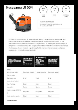 Kétirányú vibrolapok Husqvarna LG 504