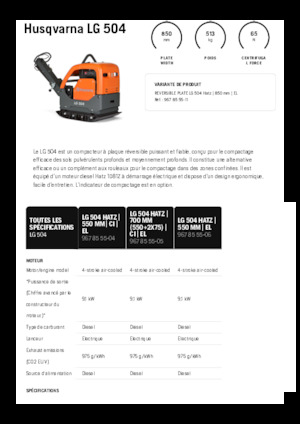 Kétirányú vibrolapok Husqvarna LG 504