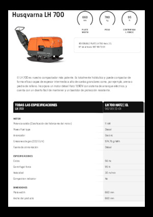 Kétirányú vibrolapok Husqvarna LH 700