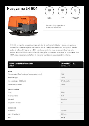 Kétirányú vibrolapok Husqvarna LH 804