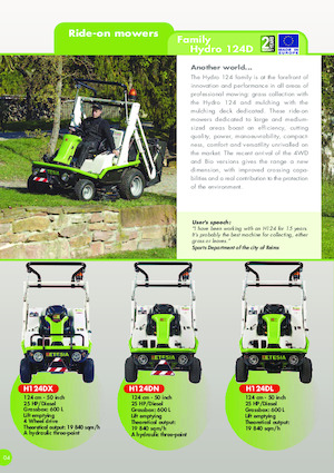 Fűnyíró és kertitraktorok Etesia HYDRO 124DX
