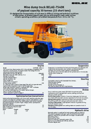 Merevvázas dömperek Belaz 7540K