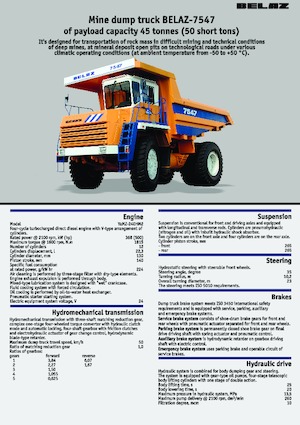 Merevvázas dömperek Belaz 7547