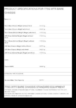 Merevvázas dömperek Caterpillar 775G WTR Bare chassis