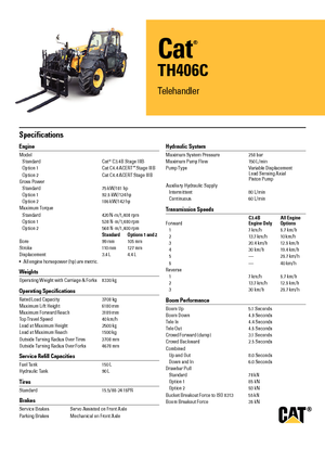 Teleszkópos rakodók Caterpillar TH406C