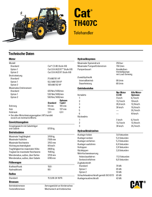 Teleszkópos rakodók Caterpillar TH407C
