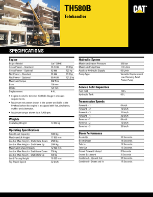 Teleszkópos rakodók Caterpillar TH 580 B