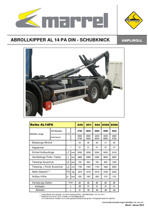 Konténer-emelőhorgos tehergépkocsik Marrel AL 14 PA DIN 49 B