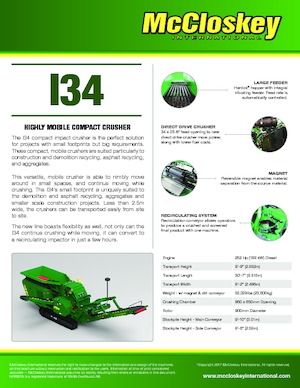 Kőtörmelék ujrahasznostó telepek McCloskey I34R