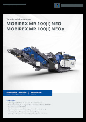 Kőtörmelék ujrahasznostó telepek Kleemann MR 100i NEO