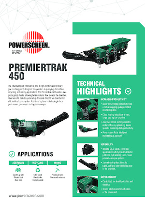 Kőtörmelék ujrahasznostó telepek Powerscreen Premiertrak 450