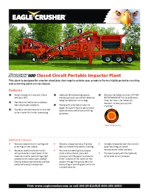 Kőtörmelék ujrahasznostó telepek Eagle Crusher Stealth 500 CC