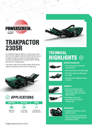 Kőtörmelék ujrahasznostó telepek Powerscreen Trakpactor 230SR