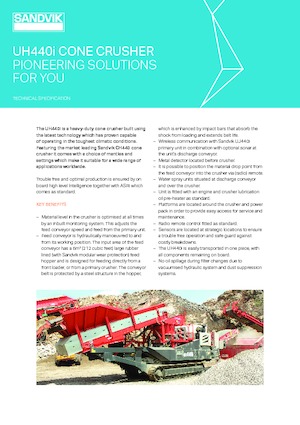 Kőtörmelék ujrahasznostó telepek Sandvik UH440i