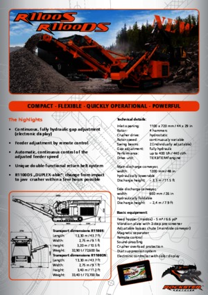 Kőtörmelék ujrahasznostó telepek Rockster R1100S 