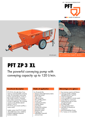 Csavarszivattyúk PFT ZP 3 XL V