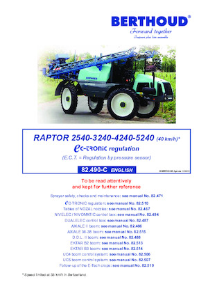 Önjáró  szántóföldi permetezők Berthoud RAPTOR 5240