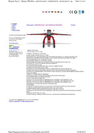 Önjáró  szántóföldi permetezők Bargam Airone 2000