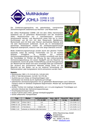 Aprtógépek Johli Combi KX 120