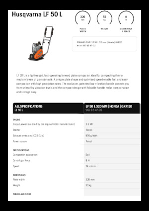 Egyirányú vibrolapok Husqvarna LF 50 L