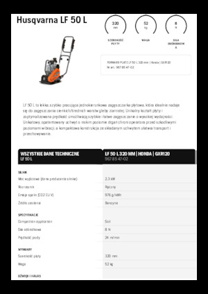 Egyirányú vibrolapok Husqvarna LF 50 L