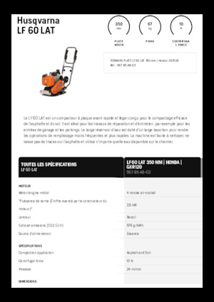 Egyirányú vibrolapok Husqvarna LF 60 LAT