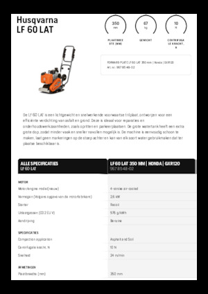 Egyirányú vibrolapok Husqvarna LF 60 LAT