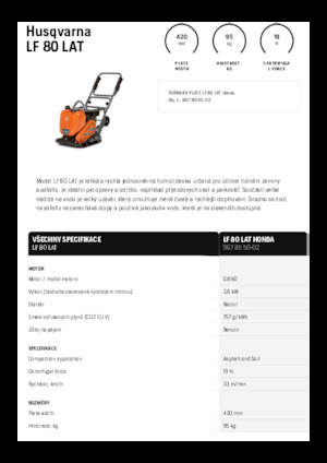 Egyirányú vibrolapok Husqvarna LF 80 LAT