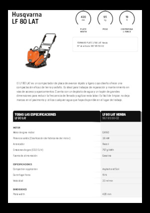 Egyirányú vibrolapok Husqvarna LF 80 LAT