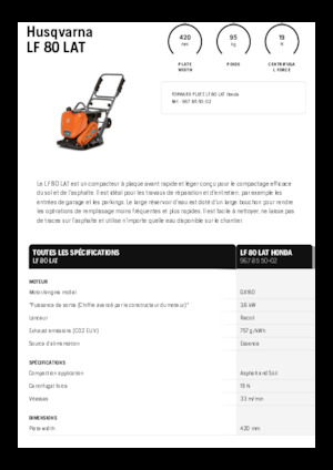 Egyirányú vibrolapok Husqvarna LF 80 LAT