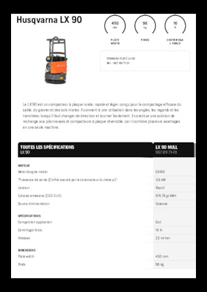 Egyirányú vibrolapok Husqvarna LX 90