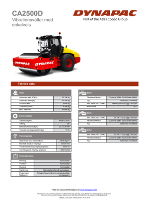 Egyhengeres hengerek Dynapac CA 2500 D