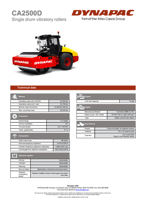 Egyhengeres hengerek Dynapac CA 2500 D