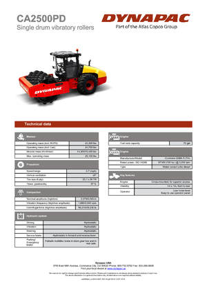 Egyhengeres hengerek Dynapac CA 2500 PD